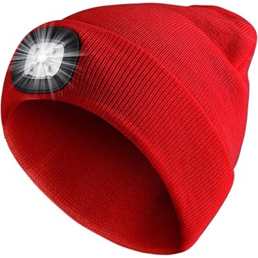 Zukuco LED Beanie Hat with Light, USB Rechargeable Knit Headlight Cap, Warm Winter Gifts for Men Women Outdoor Hiking, Camping