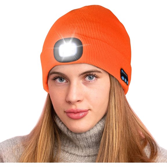 Zukuco LED Bluetooth Beanie Hat with Light, Music Beanie Hat, Rechargeable Headlamp Knitted Beanie for Men Women Dad