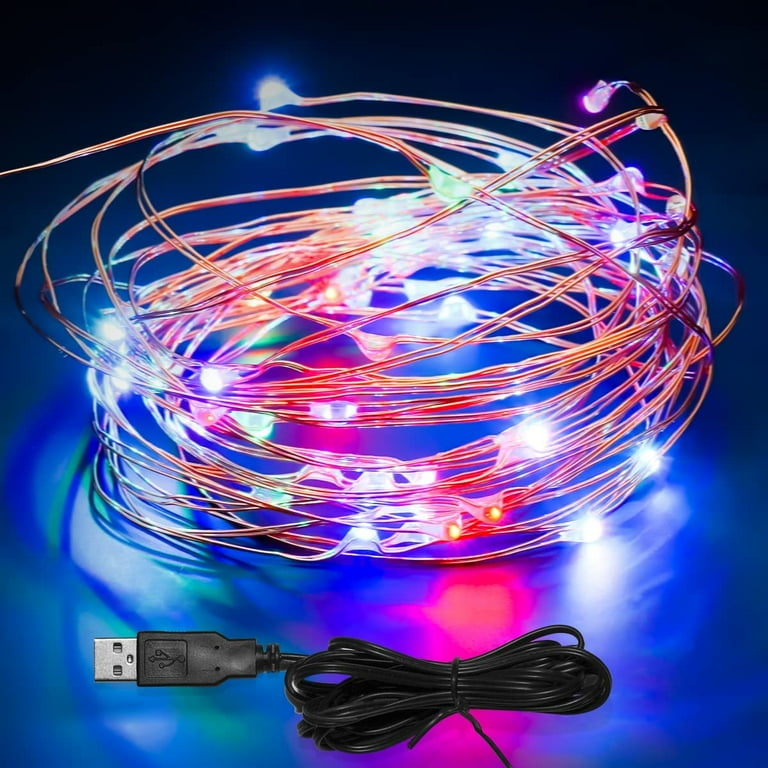 Zukuco LED String Lights 16.5Ft 50Leds USB Plug in Fairy Lights for Christmas Tree Bedroom Party Indoor Decor Multicolor