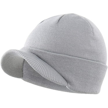 Zukuco Men's Winter Beanie Hat with Brim Warm Double Knit Cuff Beanie Cap