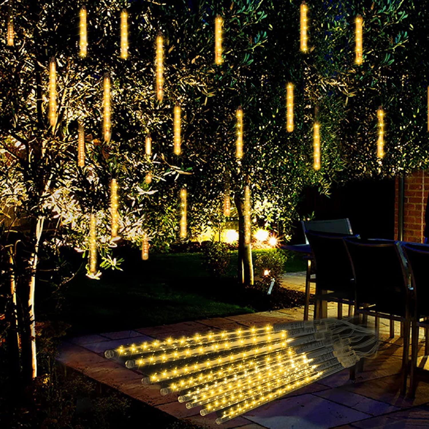 Zukuco Meteor Shower Rain Lights, 30cm 8 Tube 192 LEDs