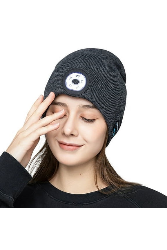 Music Beanie Hat Bluetooth Knitted Beanie with LED Winter Warm Hat for Outdoor Skiing Cycling Gifts for Women Men