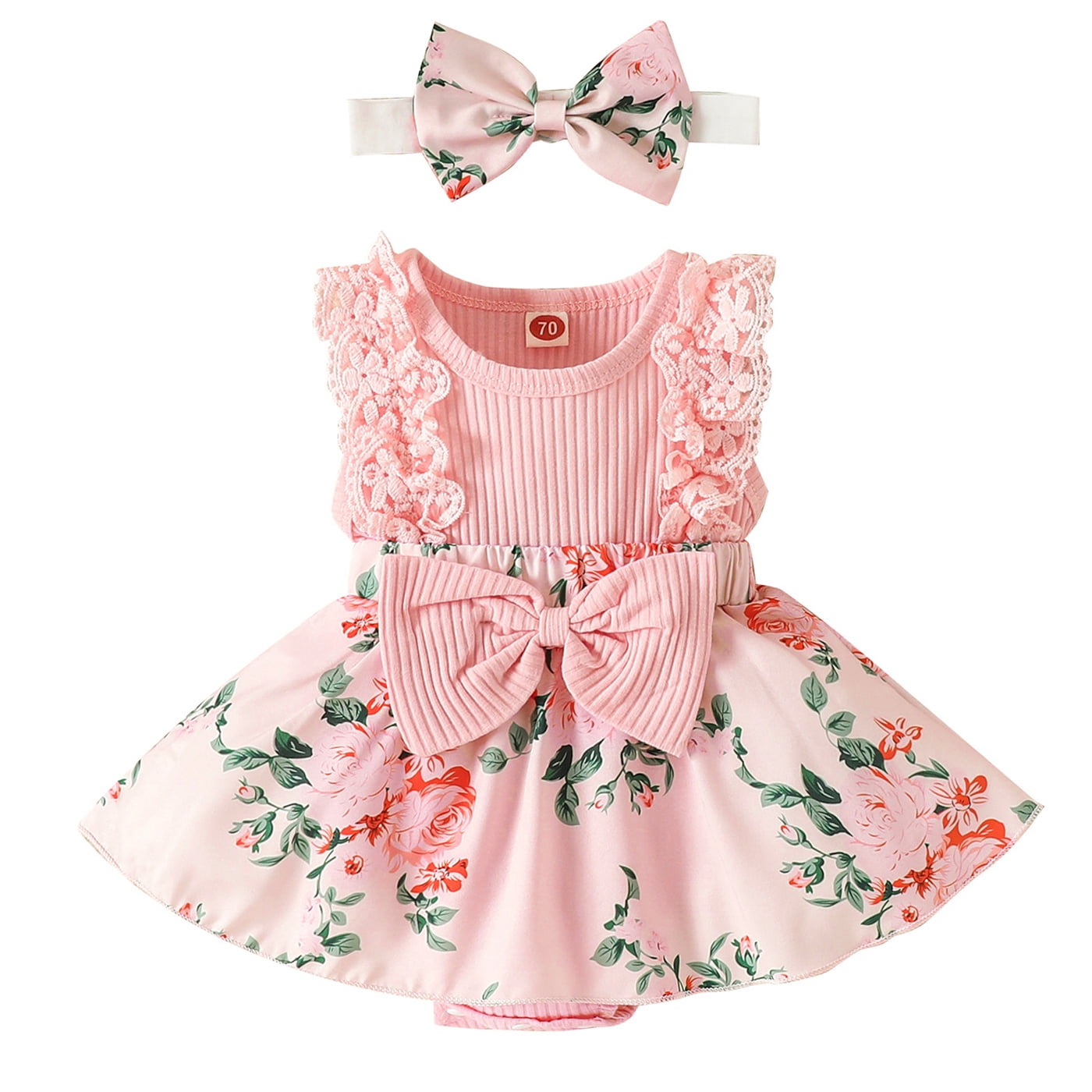 Zukuco Newborn Baby Girl Clothes Ruffle Sleeve Ribbed Floral Romper ...