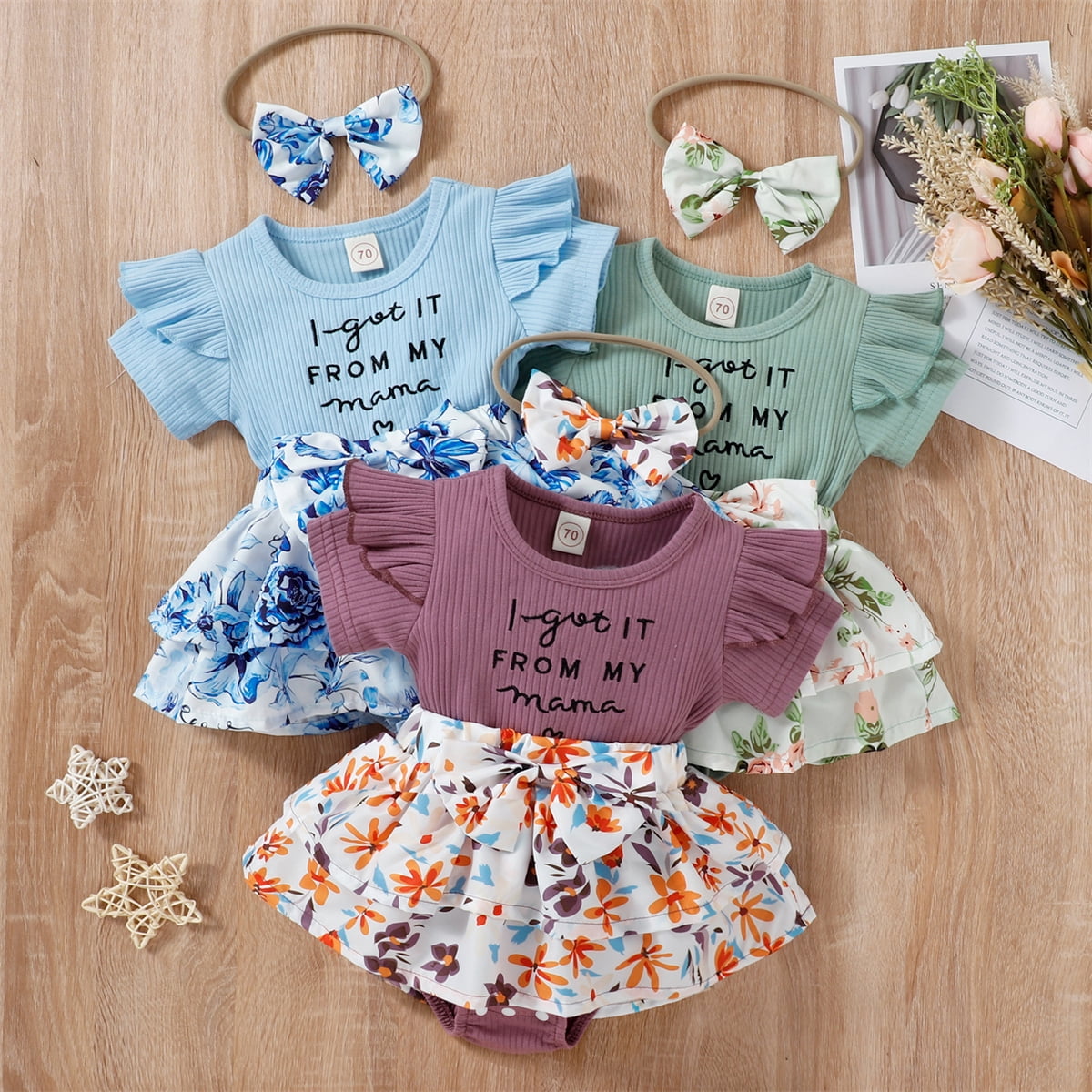 Zukuco Newborn Baby Girl Romper Clothes Tutu Dress Ruffle Sleeve ...