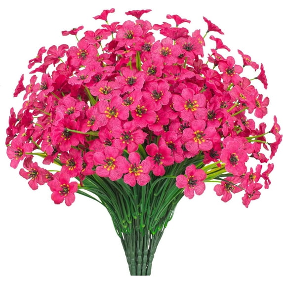 Zukuco Outdoor Artificial Flowers UV Resistant Flower Silk Flowers Porch Hanging Garden Porch Window Box Decorating (6PCS,Rose Red)