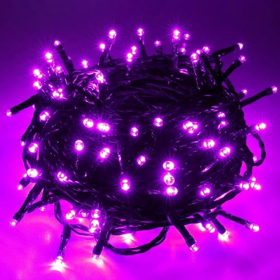 Zukuco Purple String Lights Halloween Decoration, 200 LED 66 ft Outdoor Waterproof Decorative LED String Lights, 8 Modes Halloween Fairy Lights for Home Yard Patio Wedding Party Decoration