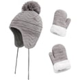 thumbnail image 1 of Zukuco Toddler Winter Hat with Mittens Set, Baby Kids Warm Fleece Knit Beanie Hat Thick Gloves Skiing Cap for Boys Girls, 1 of 5