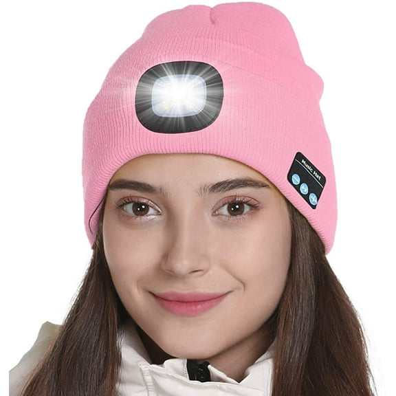 Zukuco Unisex Bluetooth Beanie Hat with Light, Built-in Speaker Mic, Headlamp Cap with Headphones, Tech Gift for Men Women