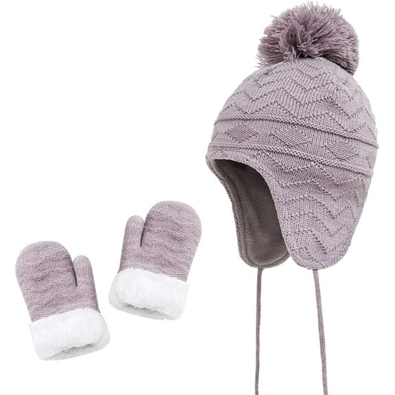 Zukuco Winter Hats Gloves Set for Kids Toddler Baby Girls Boys Warm Earflap Beanie Fleece Hats