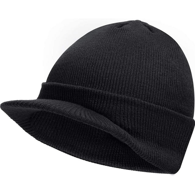 Zukuco Winter Men's Knit Cap with Brim Beanie Hat Warm Thick Hat for