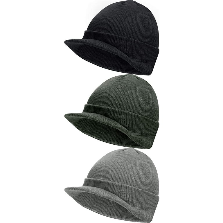 Zukuco Men's Winter Knit Cap with Brim, Warm Thick Double Zukuco Men's Winter Knit Cap with Brim, Warm Thick Double