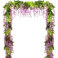 thumbnail image 1 of Zukuco Wisteria Artificial Flowers Garland, 4 Pcs Total 24.9ft Artificial Wisteria Vine Silk Hanging Flower for Home Garden Outdoor Ceremony Wedding Arch Floral Decor, 1 of 7