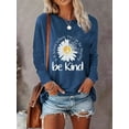 thumbnail image 1 of Zukuco Women Crewneck Daisy Print Long Sleeve Sweatshirts Be Kind Graphic Tops Casual Loose Fit Pullover Shirts, 1 of 4