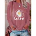 thumbnail image 1 of Zukuco Women Crewneck Daisy Print Long Sleeve Sweatshirts Be Kind Graphic Tops Casual Loose Fit Pullover Shirts, 1 of 4