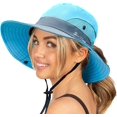 thumbnail image 1 of Zukuco Women Summer Sun Hat Outdoor UV Protection Fishing Hat Wide Brim Foldable Beach Bucket Hat with Ponytail-Hole, 1 of 7