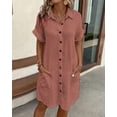 thumbnail image 1 of Zukuco Women's Dress Summer Casual Collar Button Down Short Sleeve Tunic Shirt Dress with Pockets, S, 1 of 4
