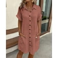 thumbnail image 1 of Zukuco Women's Dress Summer Casual Collar Button Down Short Sleeve Tunic Shirt Dress with Pockets, XL, 1 of 4