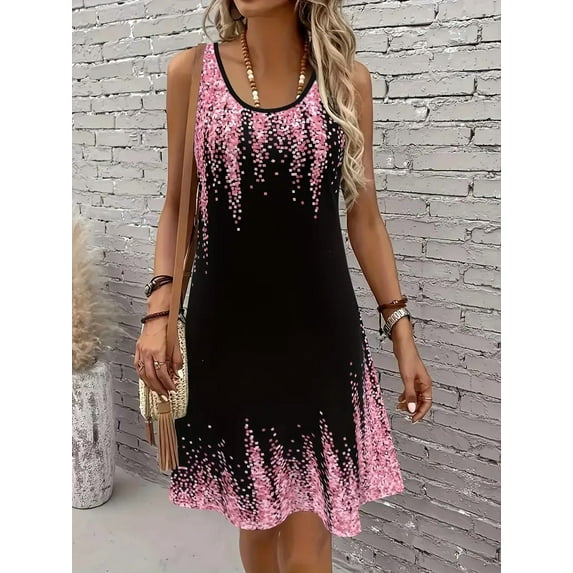 Zukuco Women's Summer Dresses 2025 Casual Sleeveless Boho Beach Dress Floral Print Tank Loose Sundress, S