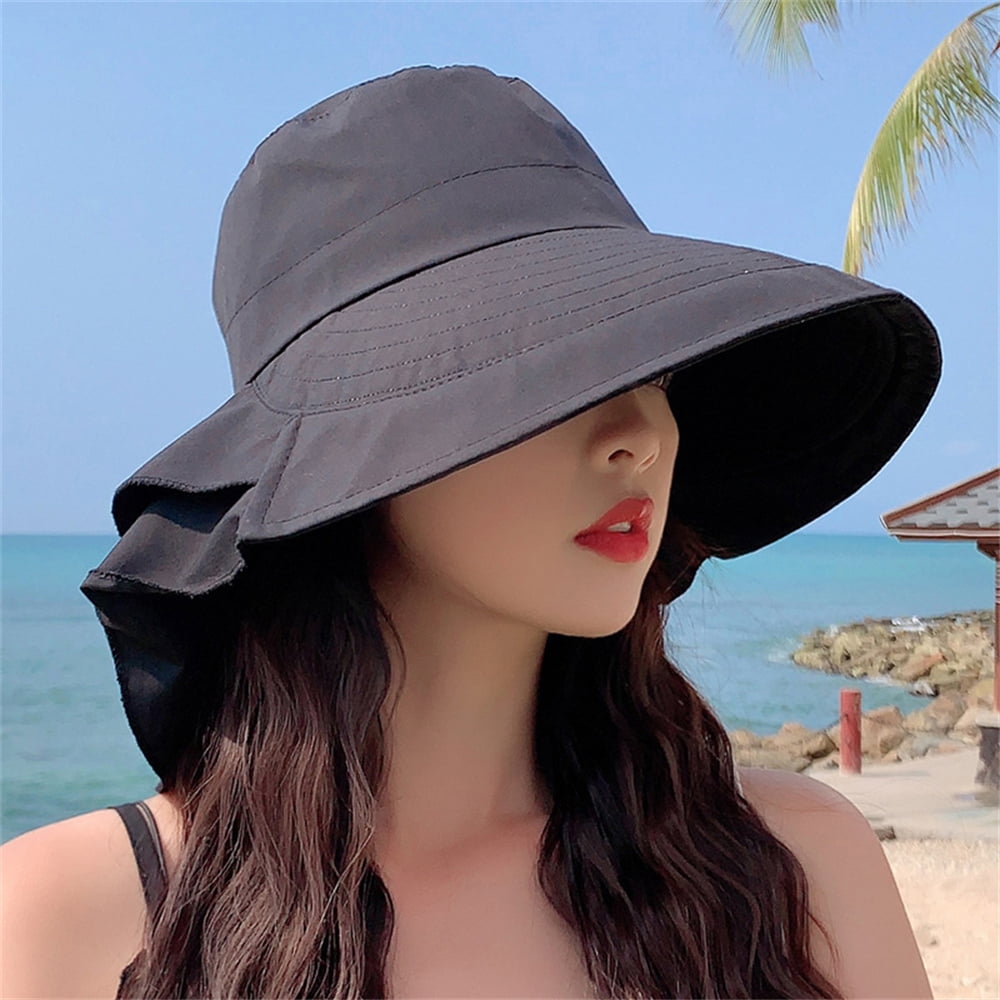 Zukuco Women's Sun Hats with Neck Flap UPF 50+ Large Brim UV Protection  Foldable Fishing Hat Hiking Cap 