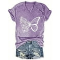thumbnail image 1 of Zukuco Women's T-Shirts V-Neck Butterfly Tee Cute Summer Graphic Shirts Vintage Boho Flowers Short Sleeve T Shirt, XL, 1 of 4