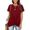 thumbnail image 1 of Zukuco Women's Twist Front T Shirt Short Sleeve Round Neck Tunic Tops Casual Loose Fitted, M, 1 of 4