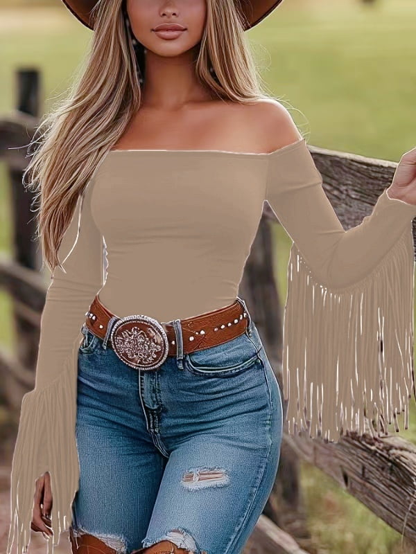 トップス Acka fringe american sleeve tops トップス acka fringe american sleeve tops