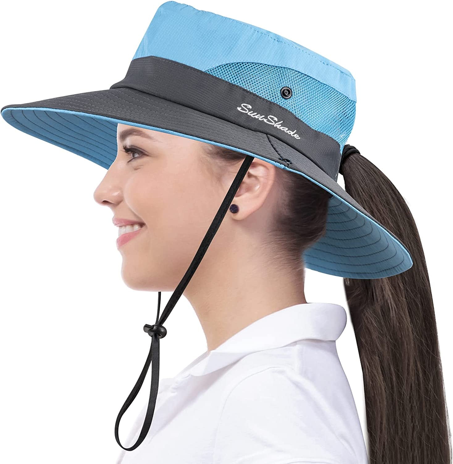 Zukuco Womens Ponytail Sun Hat UV Protection Bucket Hats Foldable