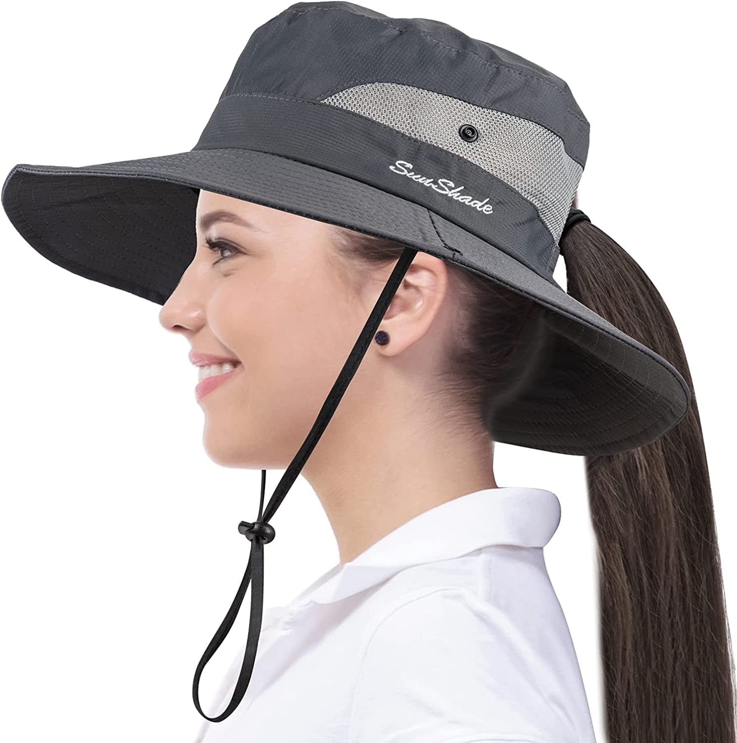 Waterproof Bucket Hats for Woman UPF 50+ Sun Hat UV Protection Packable Rain Hat Waterproof UPF 50+ Packable Bucket Hat for Women Men - Black  main image 2