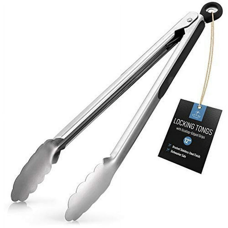 Zulay Kitchen Stainless Steel Tongs - 12 inch