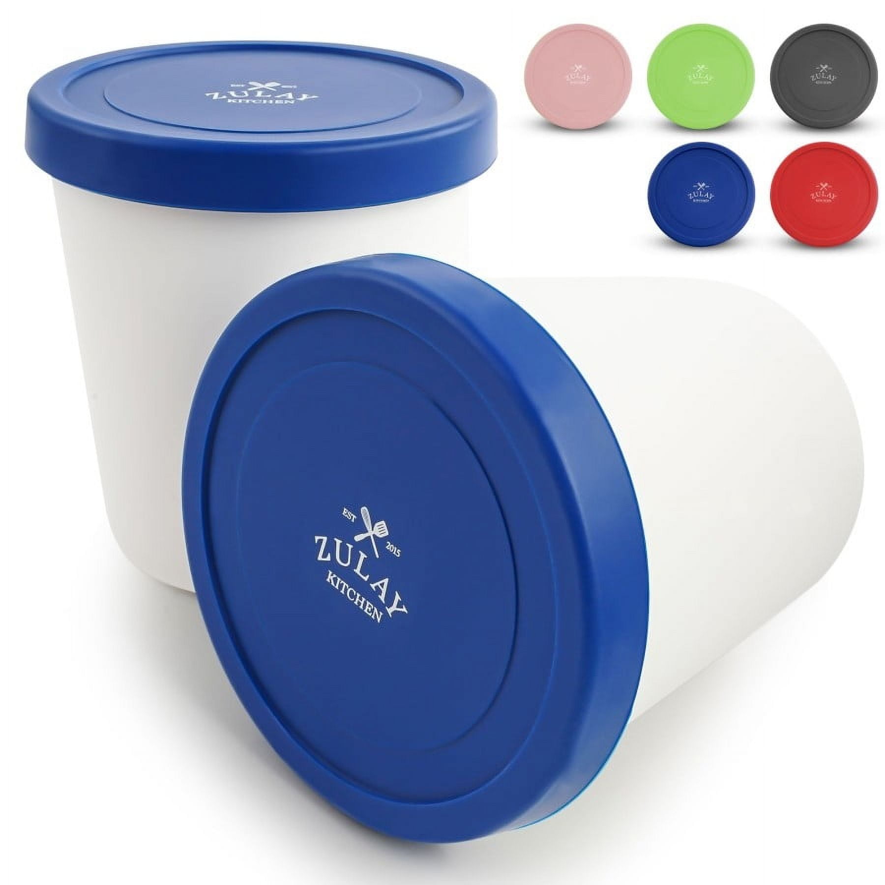 Premium Reusable Ice Cream Containers (2 Pack - 1 Quart Each) Perfect  Freezer Storage Tubs with Silicone Lids for Sorbet