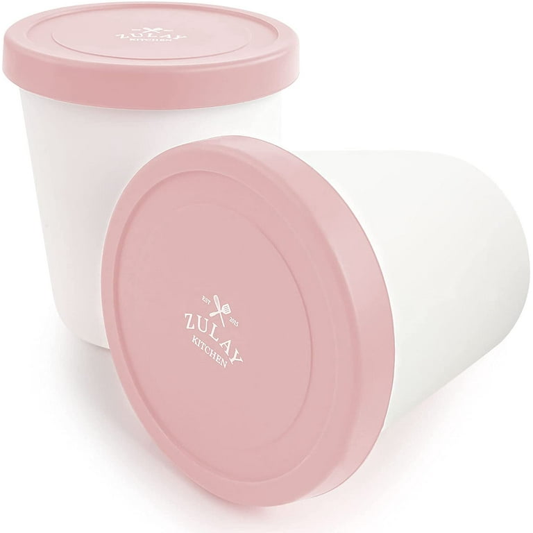 Premium Reusable Ice Cream Containers (2 Pack - 1 Quart Each) Perfect  Freezer Storage Tubs with Silicone Lids for Sorbet