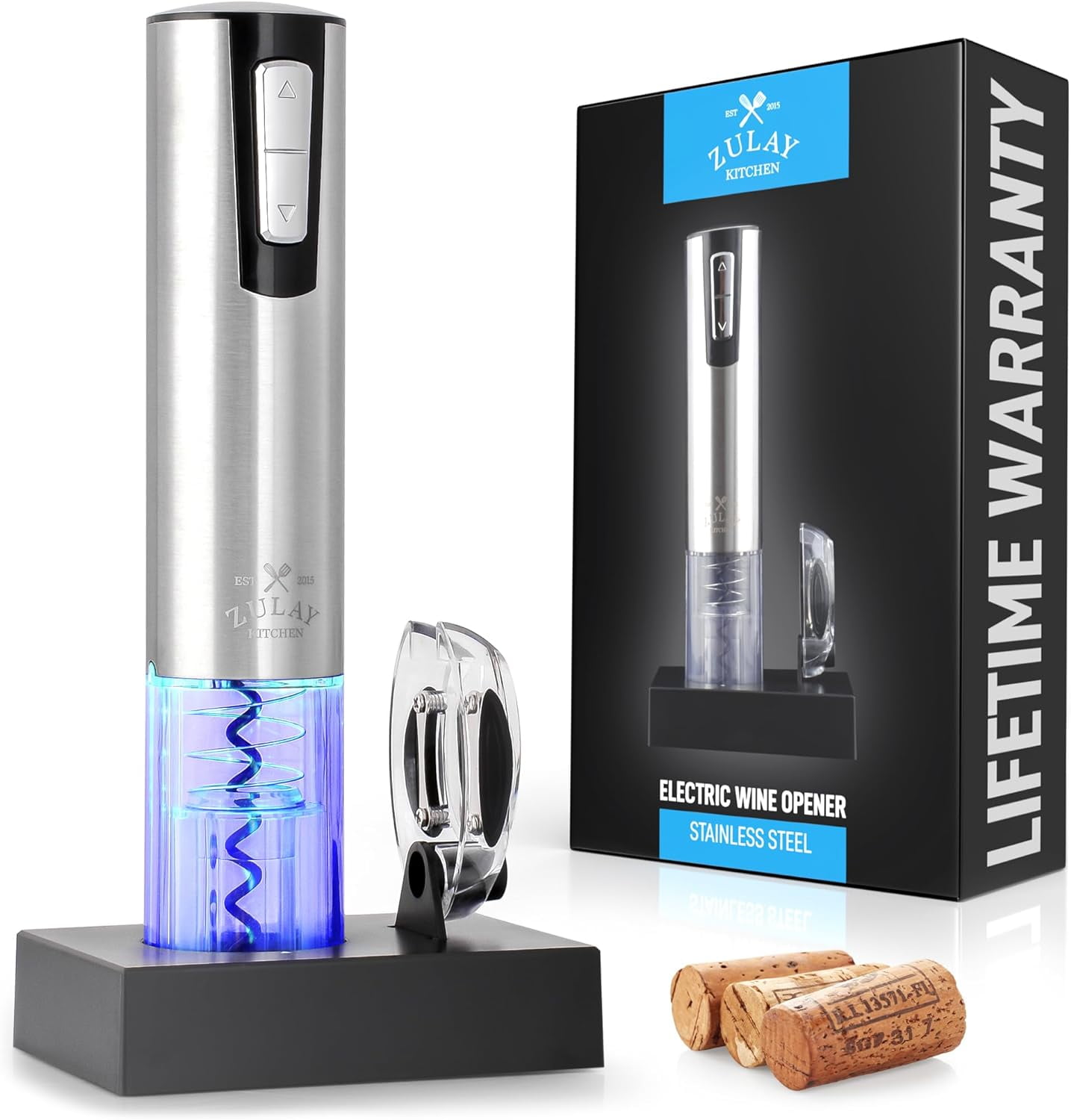 Zulay Electric Wine Opener With Charging Base and Foil Cutter