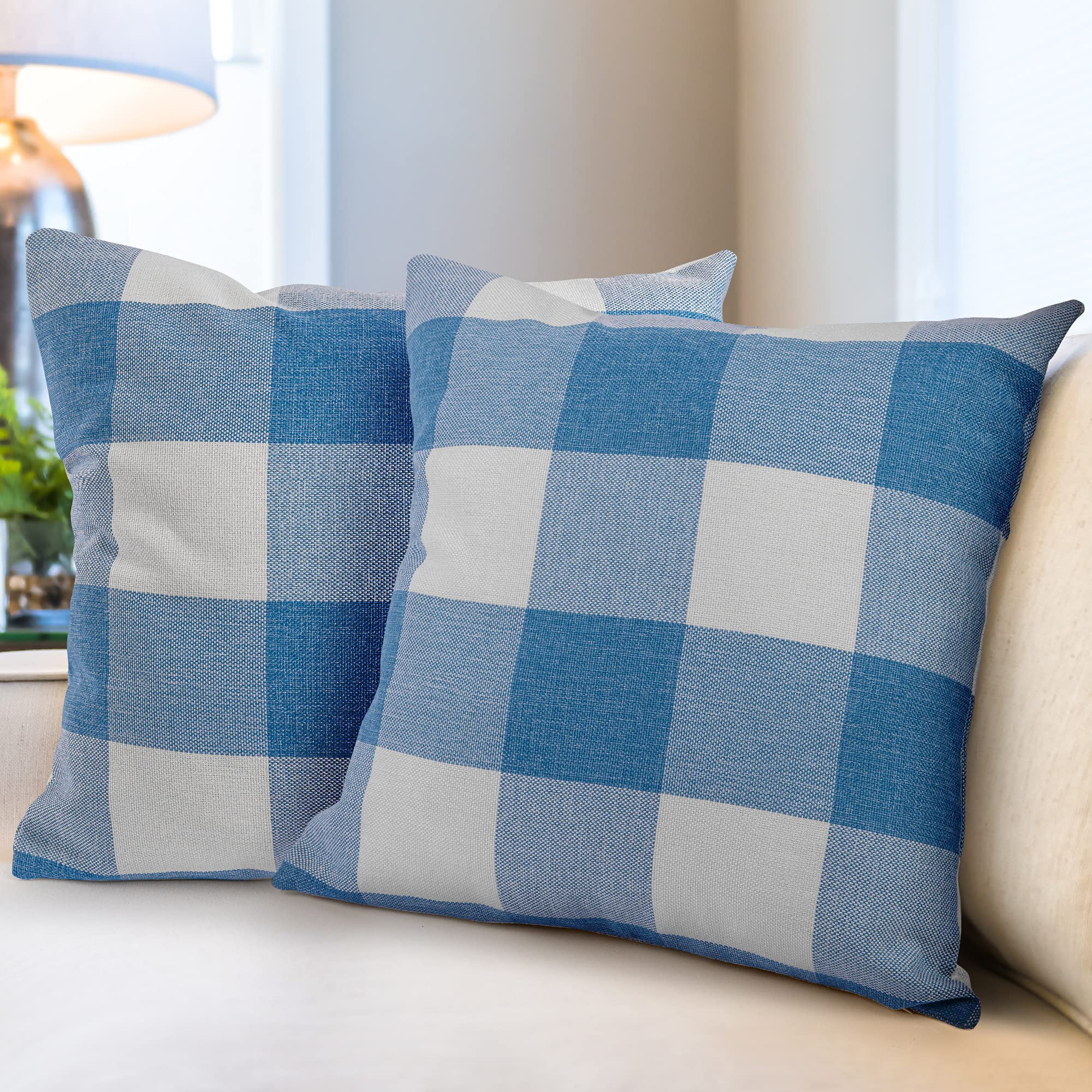 Zulay Home Pack of 2 Buffalo Plaid Throw Pillow Covers Farmhouse Porch Pillows Outdoor Indoor Covers Polyester Buffalo Plaid Pillow Covers 18x18 Inch Walmart