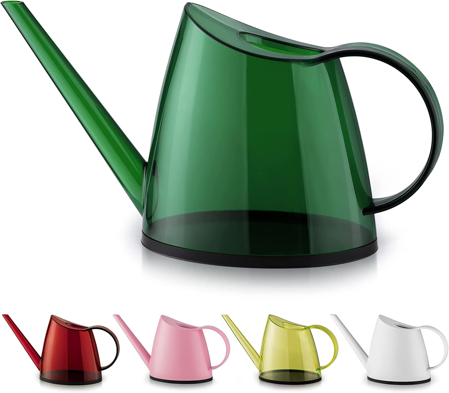 Clear Green Translucent Plastic Indoor Watering Can with Long Spout