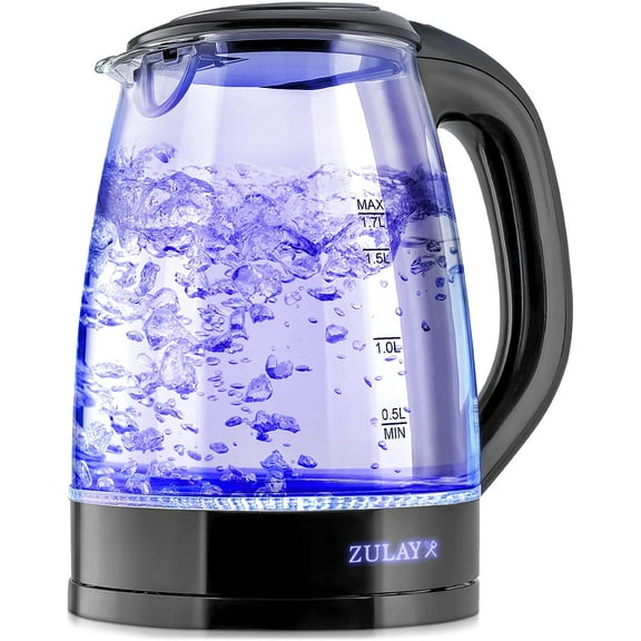 Zulay Kitchen 1.7L Glass Electric Kettle BPA Free Borosilicate Glass Electric Tea Kettle