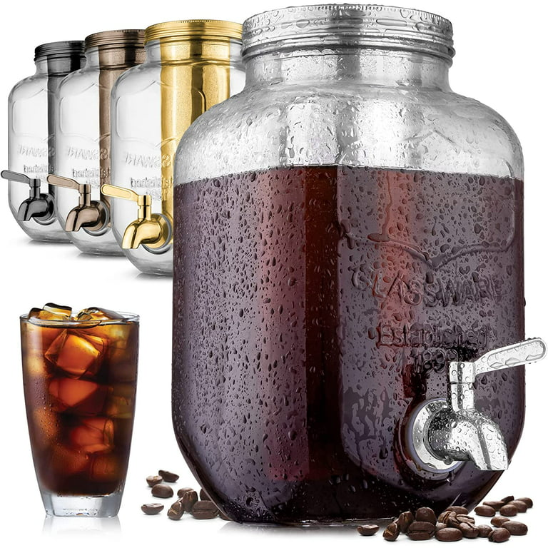 Zulay Kitchen 1 Gallon Cold Brew Coffee Maker with Thick Glass, Stainless  Steel Mesh Filter and Spigot - Iced Coffee Maker, Cold Brew Pitcher & Tea