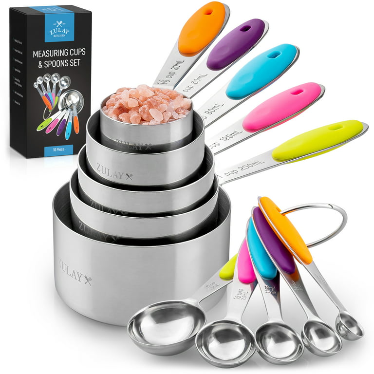 Zulay Kitchen 10-Piece Stainless Steel Measuring Cups and Spoons