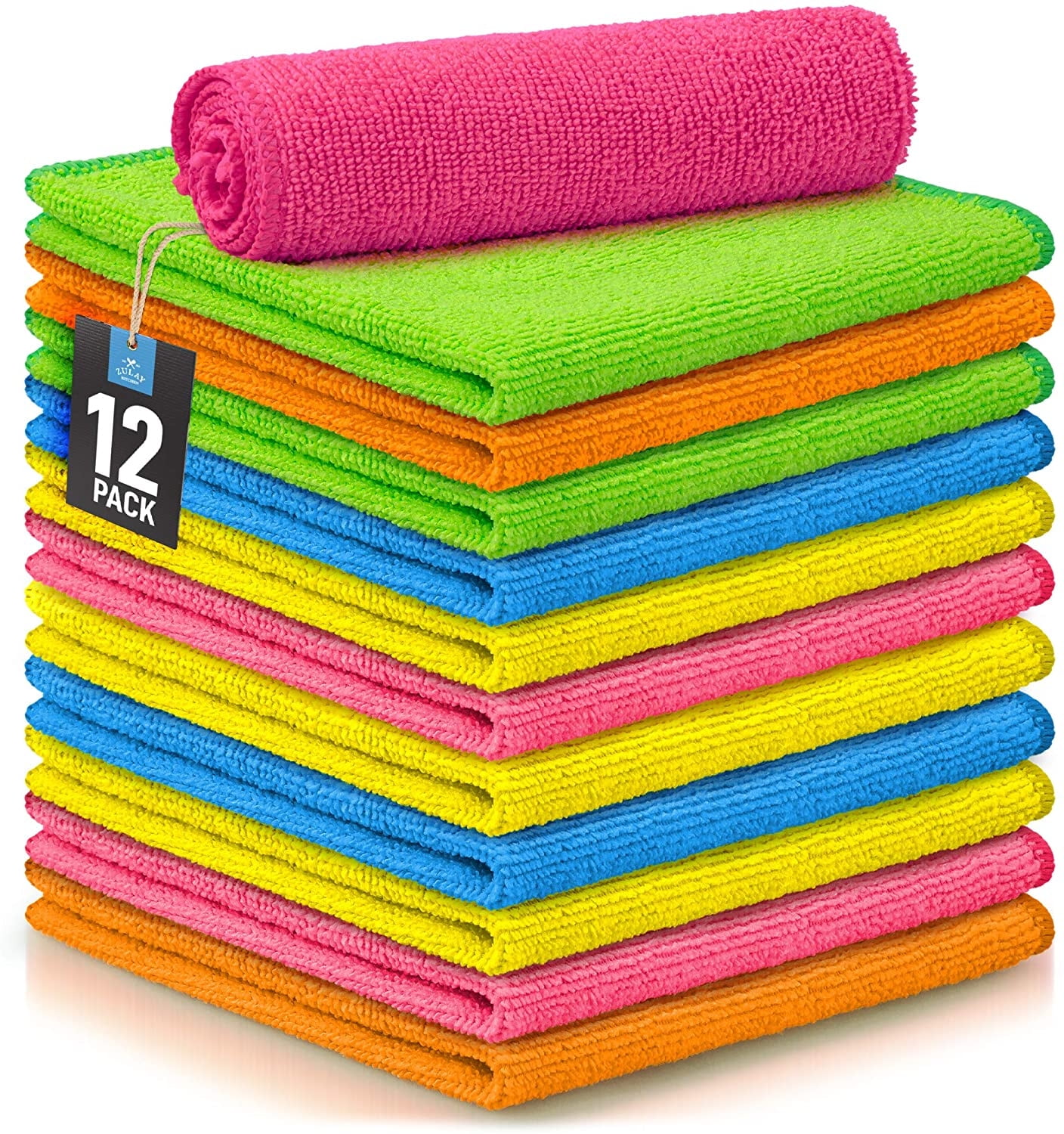 EigPluy Microfiber Cleaning Cloth,12 Pack Dish Cloths,10x10 Inches Dish  Towels,Super Soft and Absorbent Kitchen Dishcloths,Fast Drying Microfiber