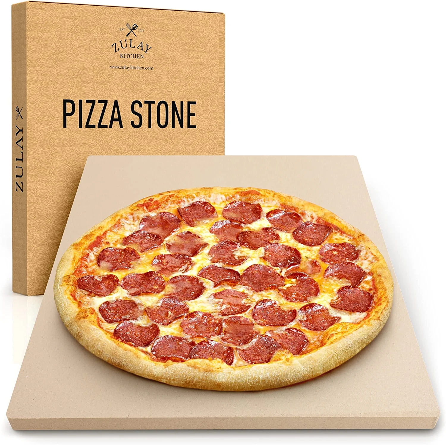 Zulay Kitchen 15x12 inch Large Pizza Stone for Oven Heavy Duty