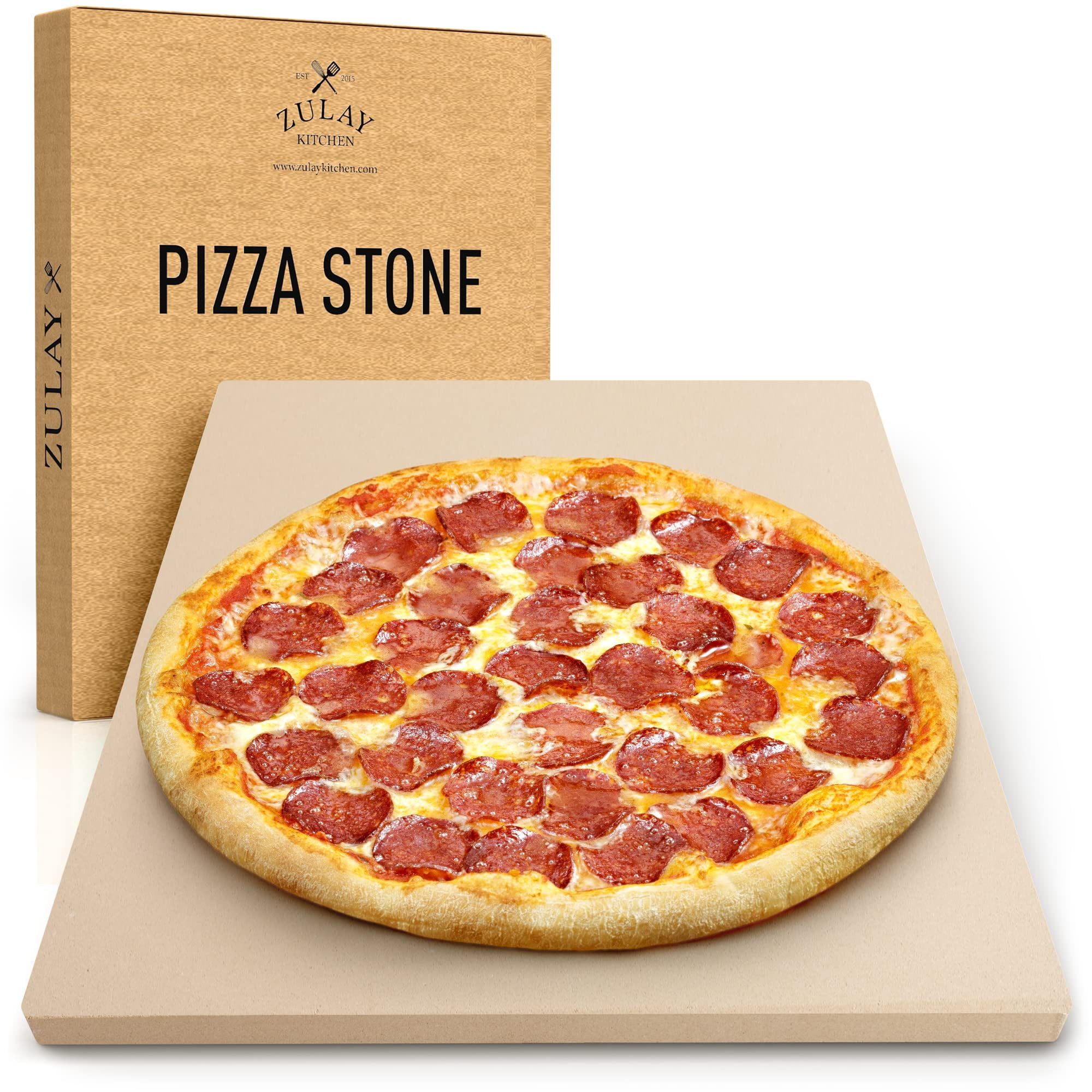 Large Beige Cordierite Pizza Stone with Scraper