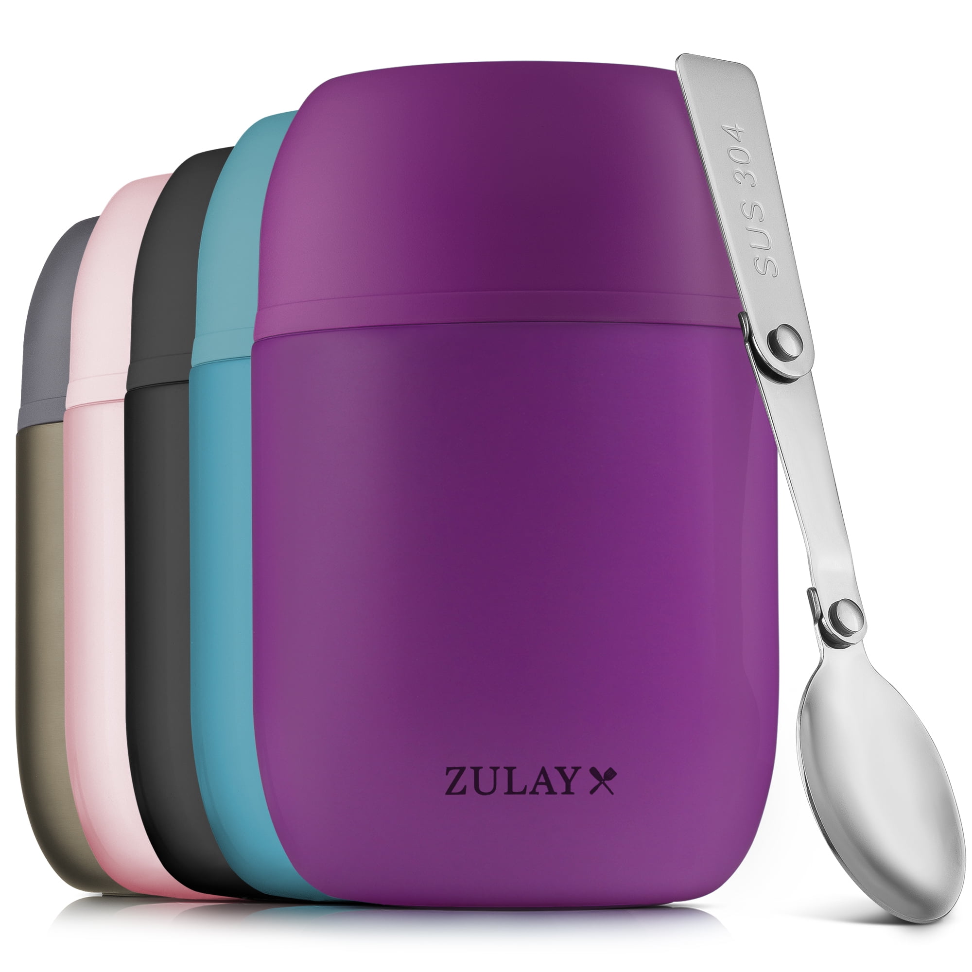 Zulay Kitchen 16oz Insulated Thermos Food Jar with Foldable Spoon