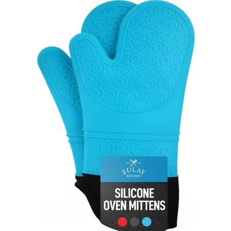 Zulay Kitchen 2 Piece Silicone Oven Mitts - Light Blue