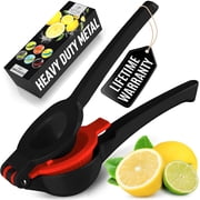 Zulay Kitchen 2-in-1 Manual Lemon Squeezer Manual Juicer Citrus Press - Black/Red