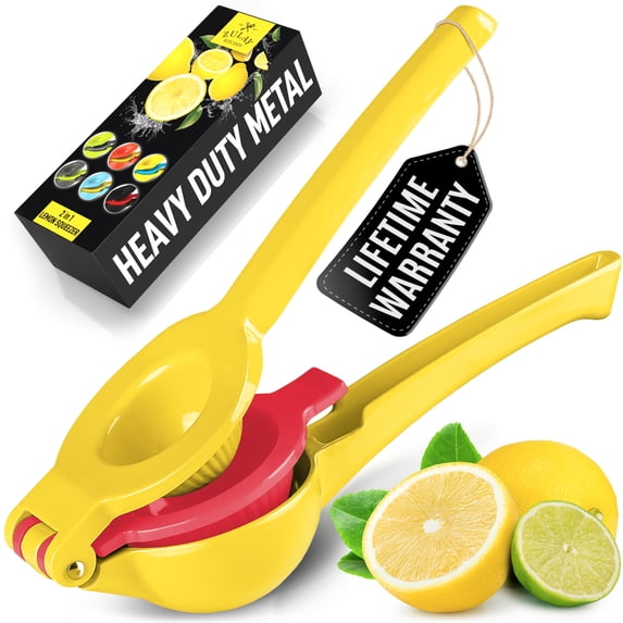 Zulay Kitchen 2-in-1 Manual Lemon Squeezer Manual Juicer Citrus Press - Yellow/Red