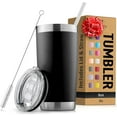 thumbnail image 1 of Zulay Kitchen 20oz Stainless Steel Tumbler With Lid and Straw - Sweat-Free Travel Coffee Mug Tumbler - Black, 1 of 7