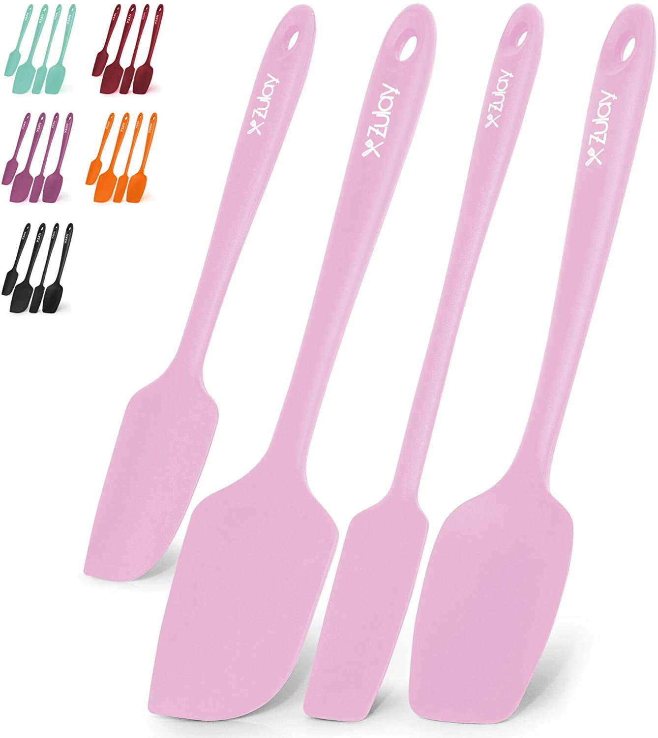 Pink Heat-Resistant Silicone Spatula Set with Stainless Steel Core