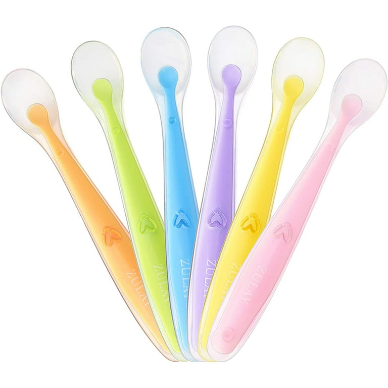 Zulay Kitchen 6 Pack Silicone Soft Baby Spoons, First Stage Gum-Friendly  Infant Spoons For Baby Led Weaning