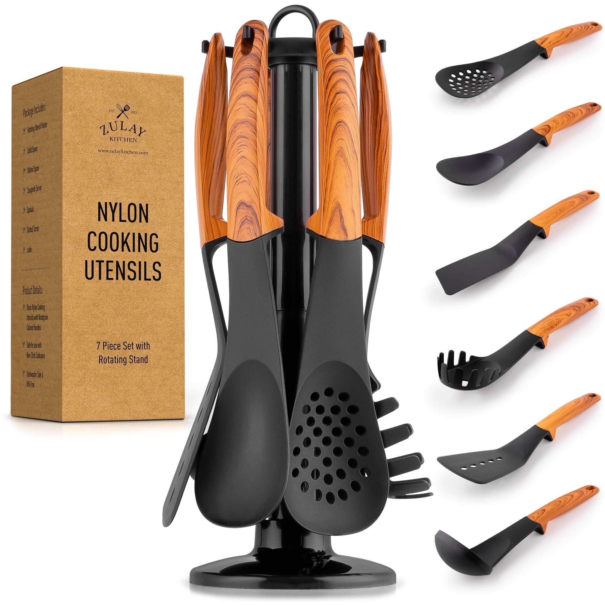 Black 6-Piece Nylon Kitchen Utensils Multifunction Shovel Spoon Set  Non-Stick Kitchen Tools Set Food Tongs Kitchen Kit