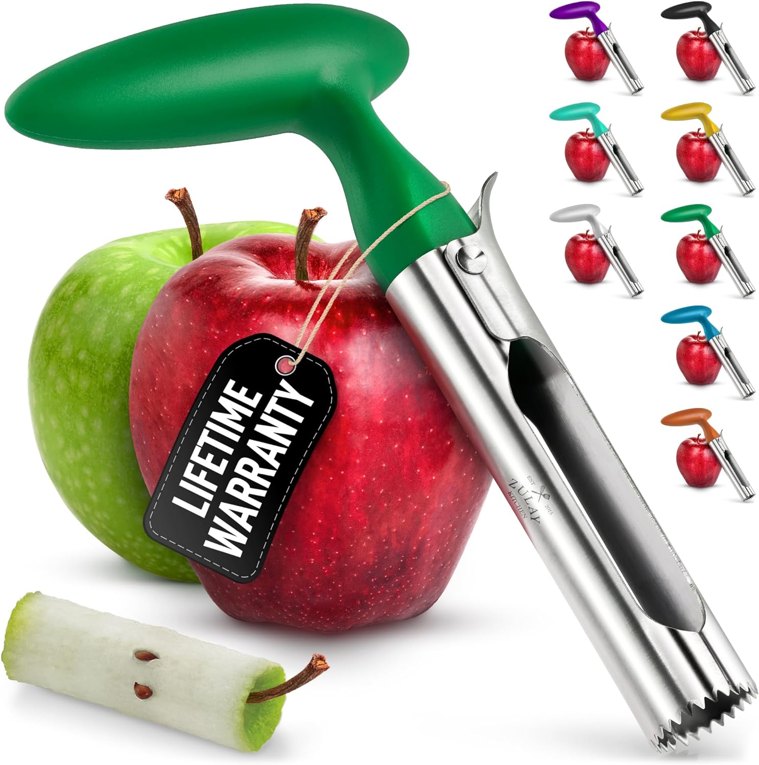 Zulay Kitchen Apple Corer Slicer - Apple Corer Tool Remover Stainless Steel Cupcake Corer, Green - image 1 of 9