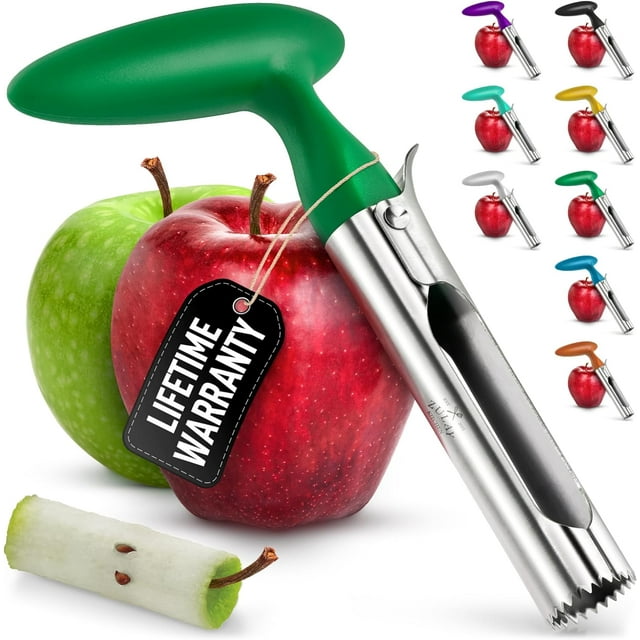 Zulay Kitchen Apple Corer Slicer - Apple Corer Tool Remover Stainless Steel Cupcake Corer, Green